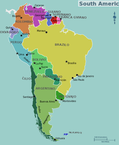 दक्षिण अमेरिका राजनीतिक मैप