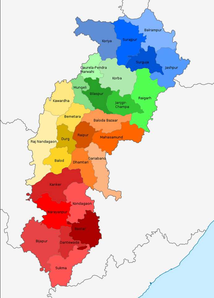 chhattisgarh districts map भारत के जिले