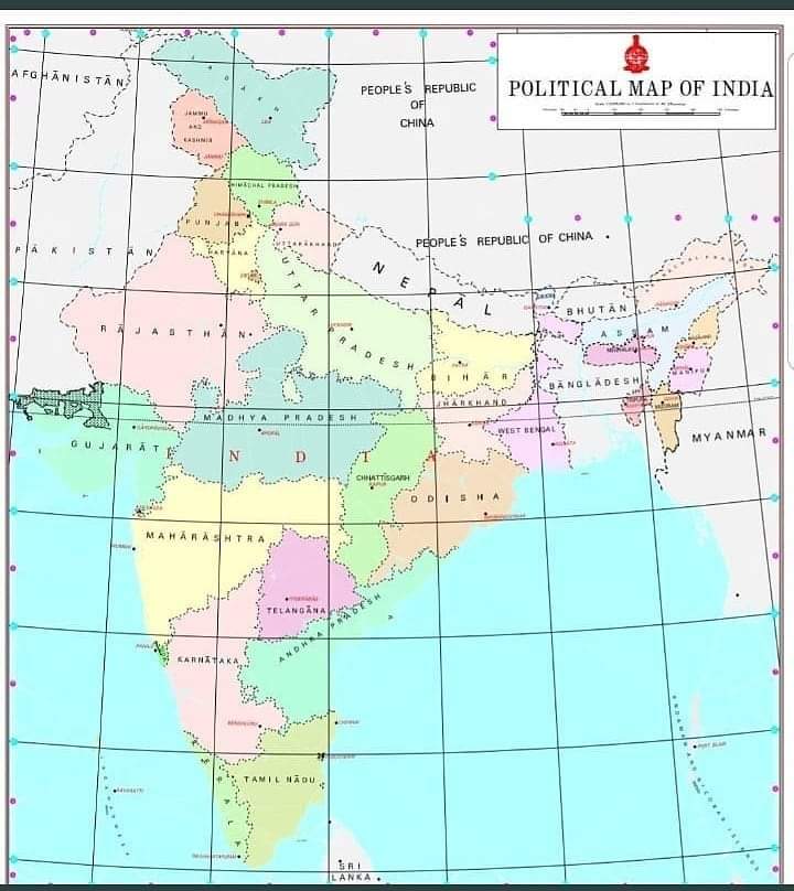 Map of India भारतीय राजव्यवस्था