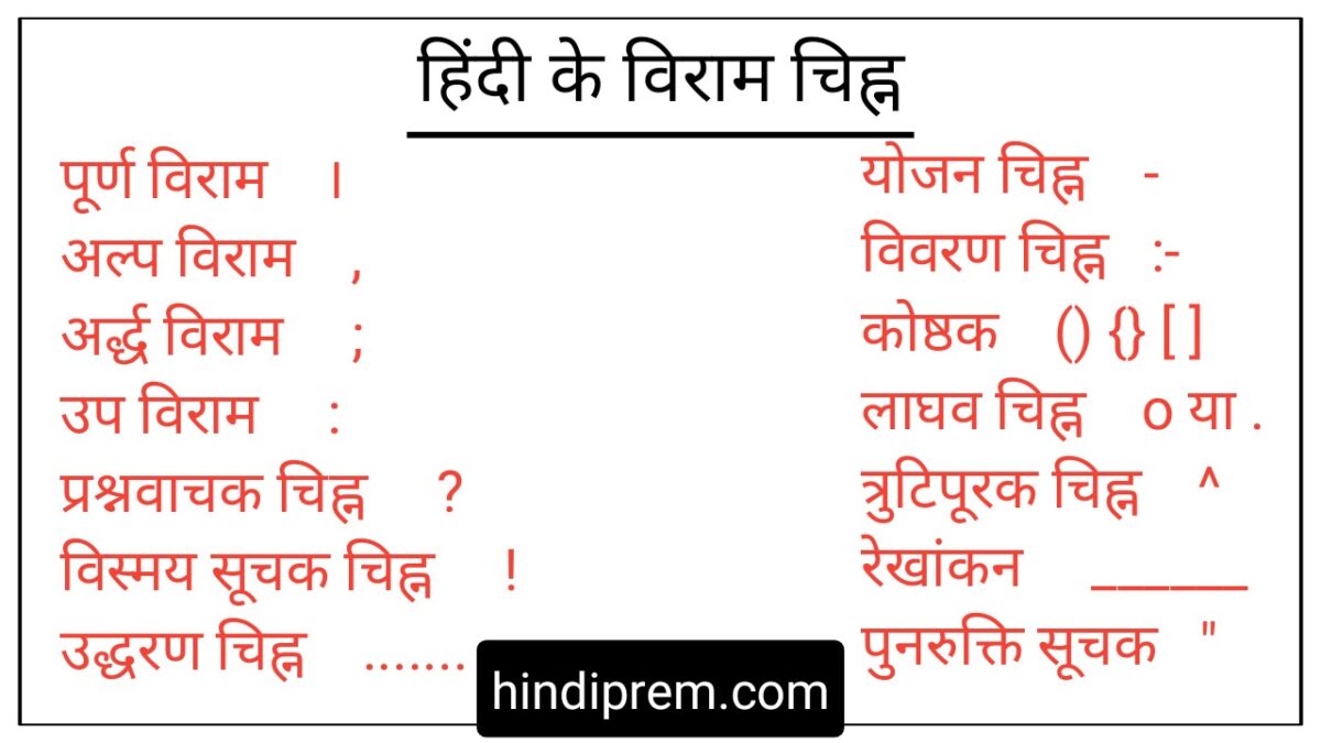 हिंदी के विराम चिह्न (Hindi Punctuation Symbols)